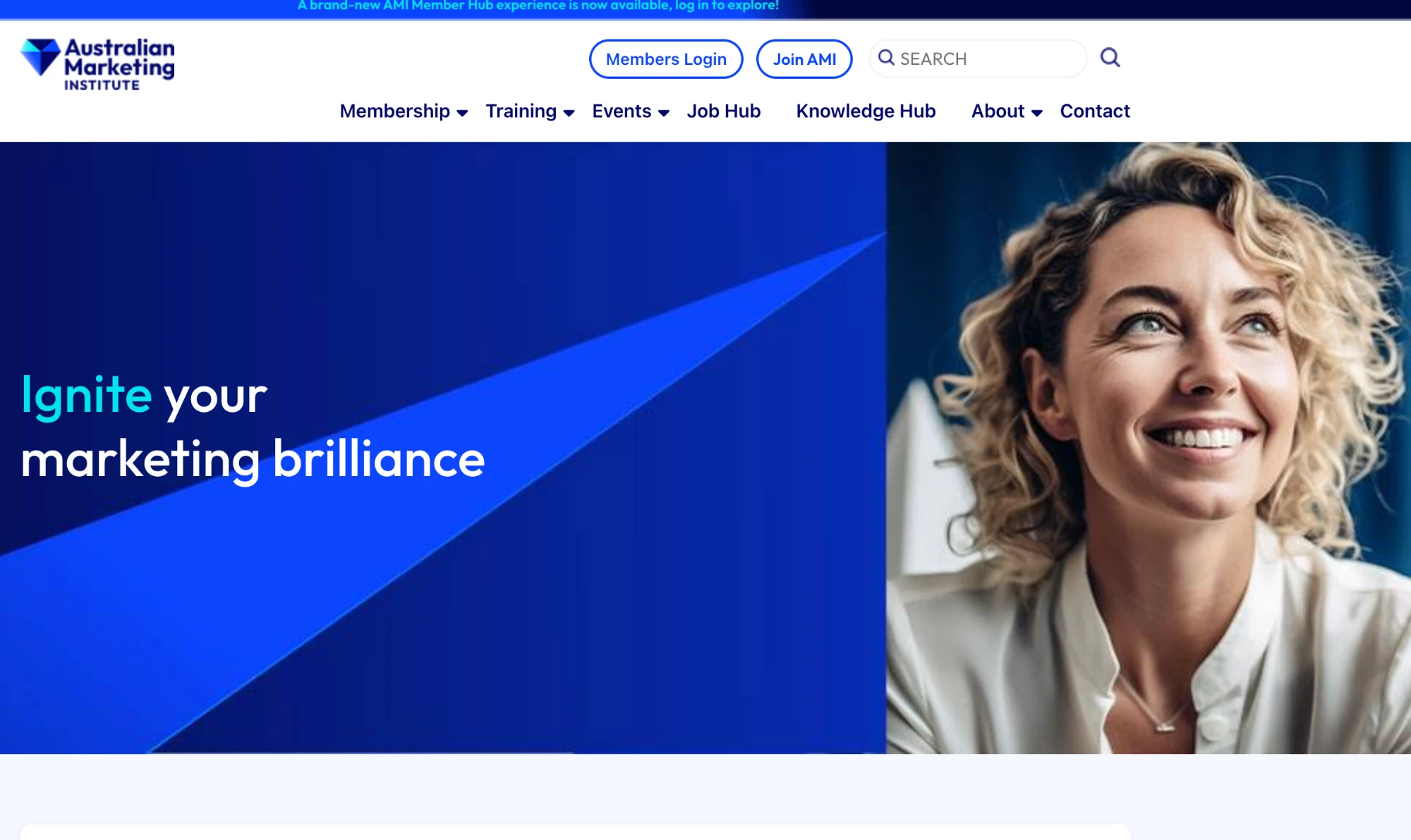 Screenshot of the Australian Marketing Institute website home page